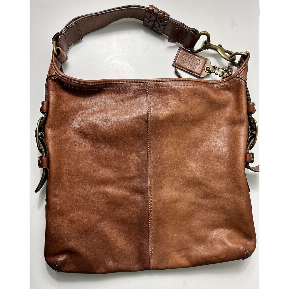 COACH Bleecker Felicia Burnished Leather‎ XL Slim Duffle Hobo Bag Purse 11424 - Picture 3 of 16